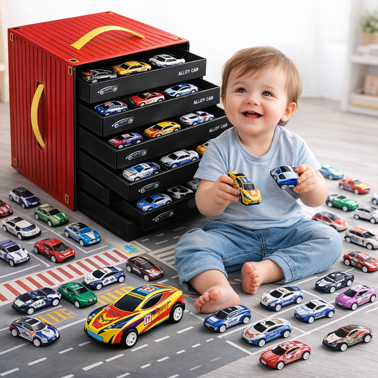 48 Pcs Pull Back Cars With Storage Organizer