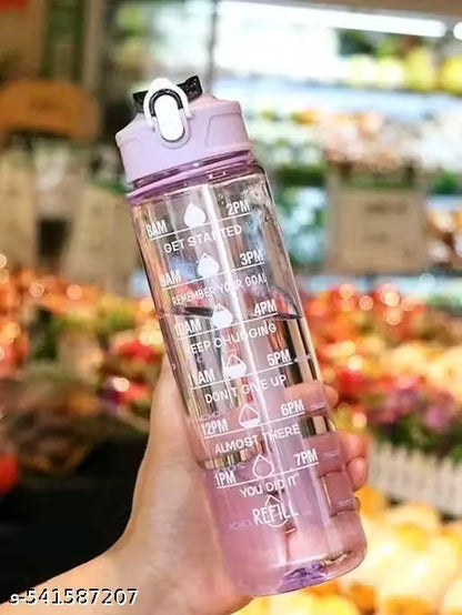 1000ML Motivational Time Marker Water Bottle – Leakproof BPA-Free Gym & Office Sipper (Pink)